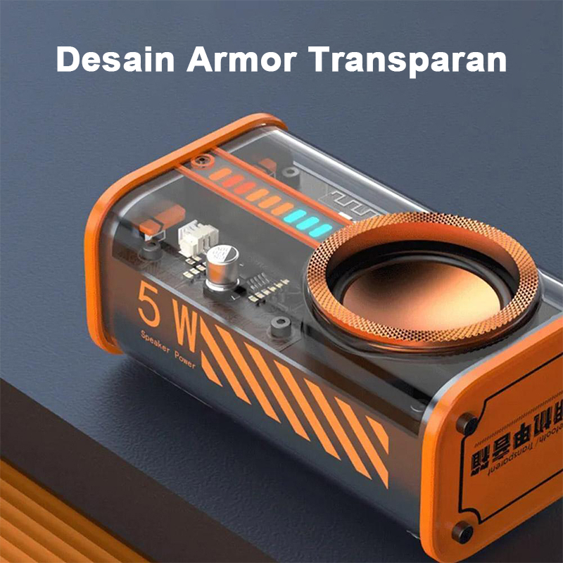 Bluetooth Speaker Wireless K07 Transparent Mecha Mini Bluetooth Speaker Audio 360° Surround Subwoofer Sound True Wireless Stereo Waterproof Wireless Speaker TWS Two Machine interconnection Rhythm Breathing Light Stereo Surround