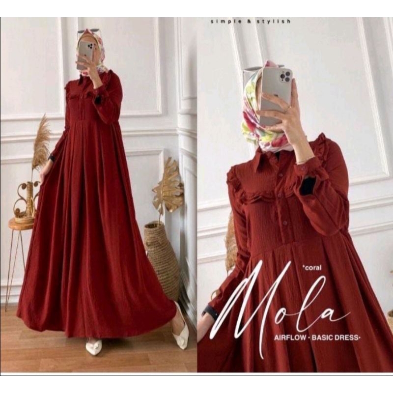 GAMIS MOLA DRES GAMIS BAHAN CRINGKLE AIR FLOW PREMIUM