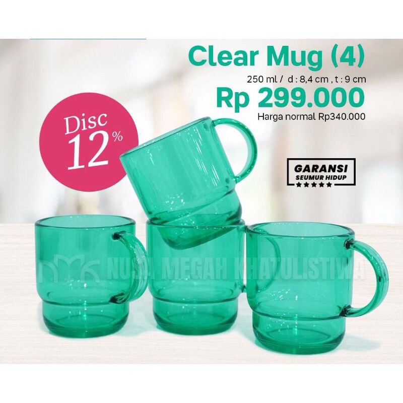 ROYALE CLEAR MUG (4) gelas tupperware