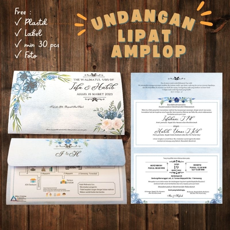Undangan Pernikahan Custom Semi Amplop