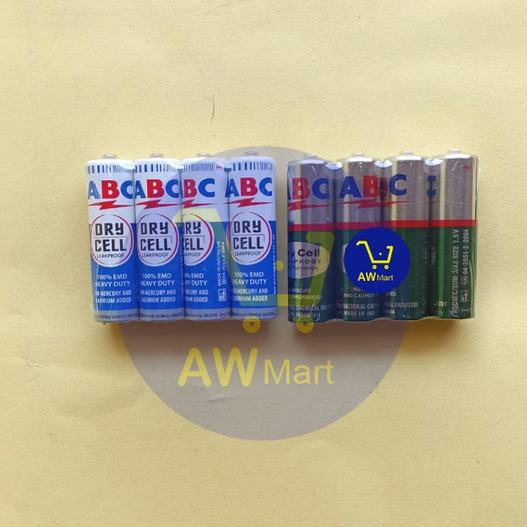 BATU BATERAI ABC 3/AA SIZE 1.5V DRY CELL ISI 4PCS