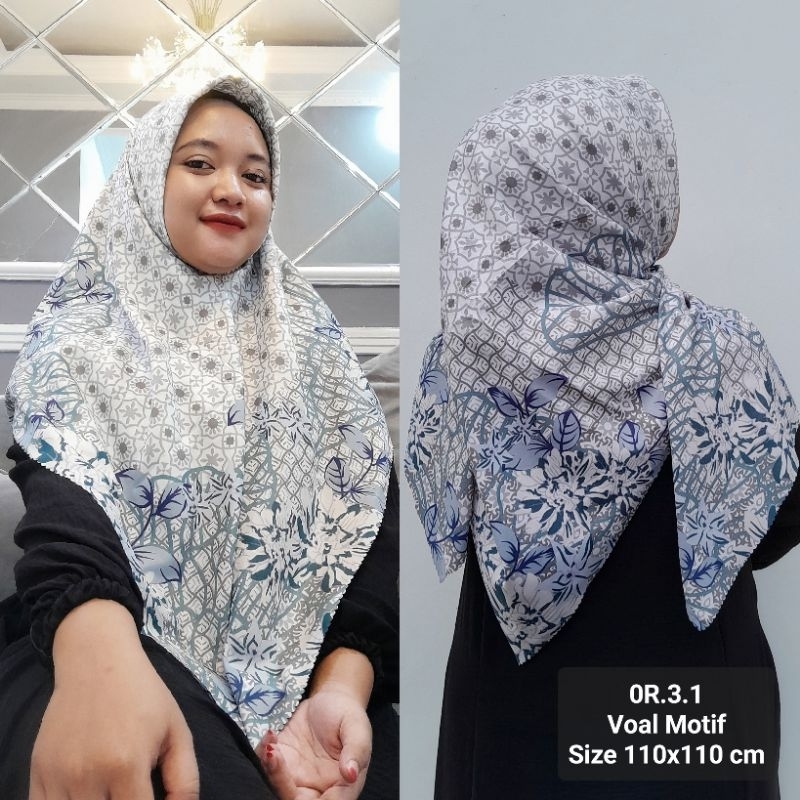 Hijab Segiempat Motif OR 3 Jilbab Segi Empat Motif Kerudung Azara Laser Cut