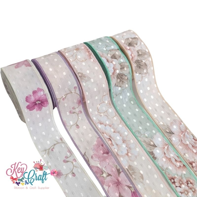 

Pita Korea motif bunga dot size 4cm