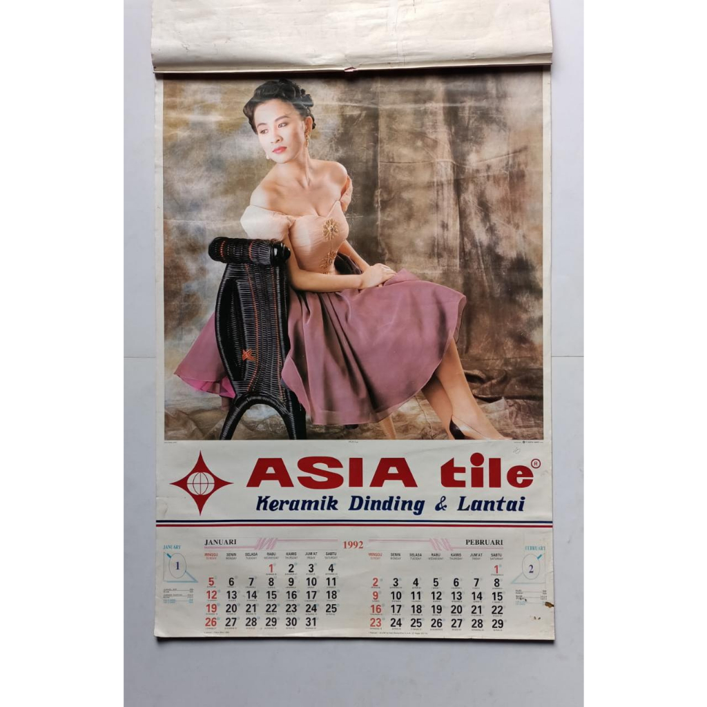 Kalender Lawas Tahun 1992 Asia Tile Artis Mandarin