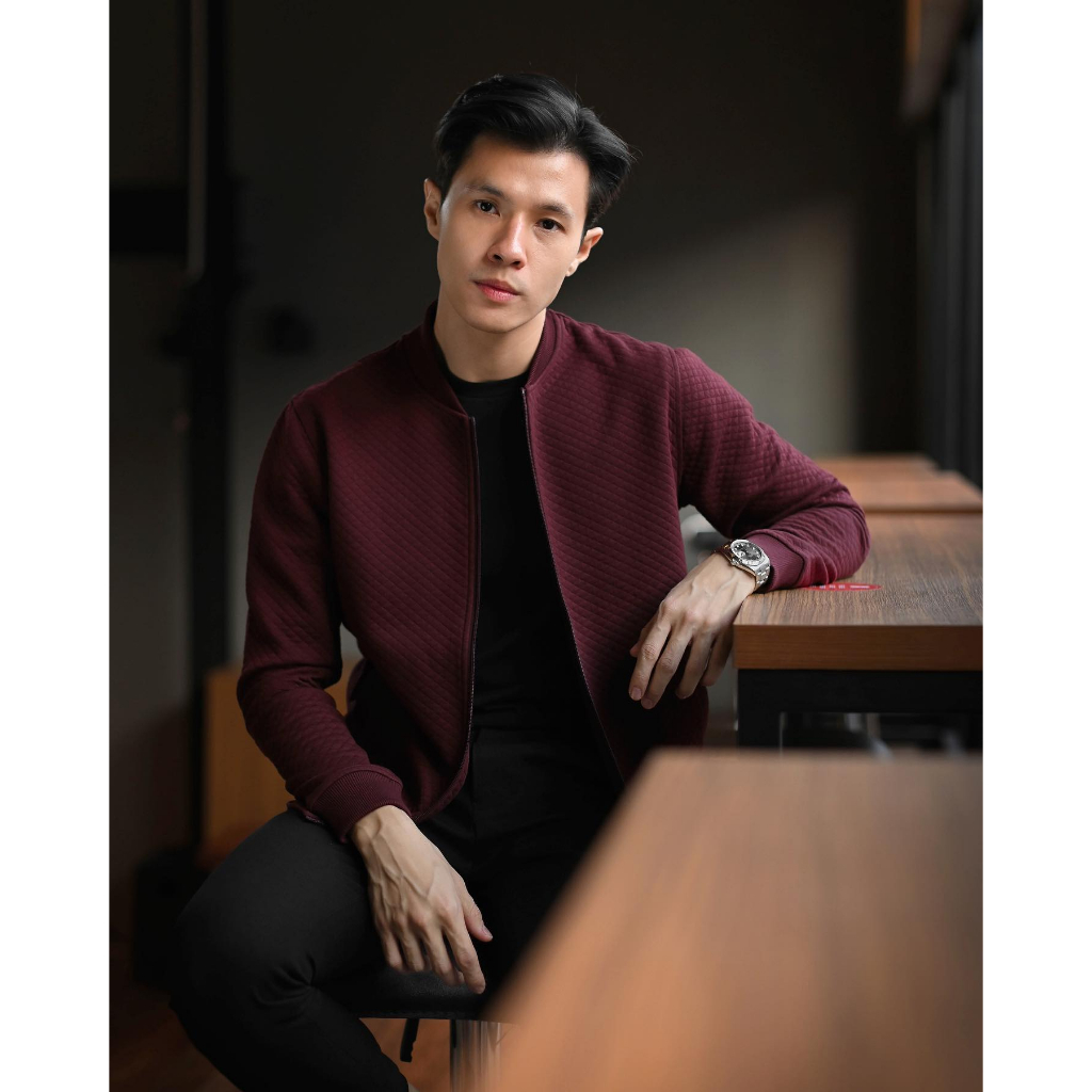 Jaket Pria Jaket Comfy Jacket Bomber Varsity Ottoman Pria Maroon