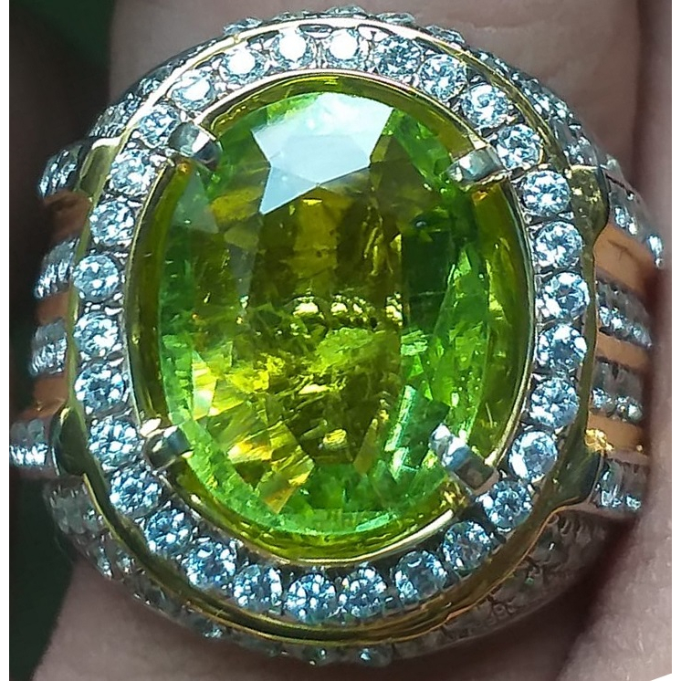Cincin Canary Tourmaline Memo GRI Lab Natural & Murah (Perak Semi Micro)