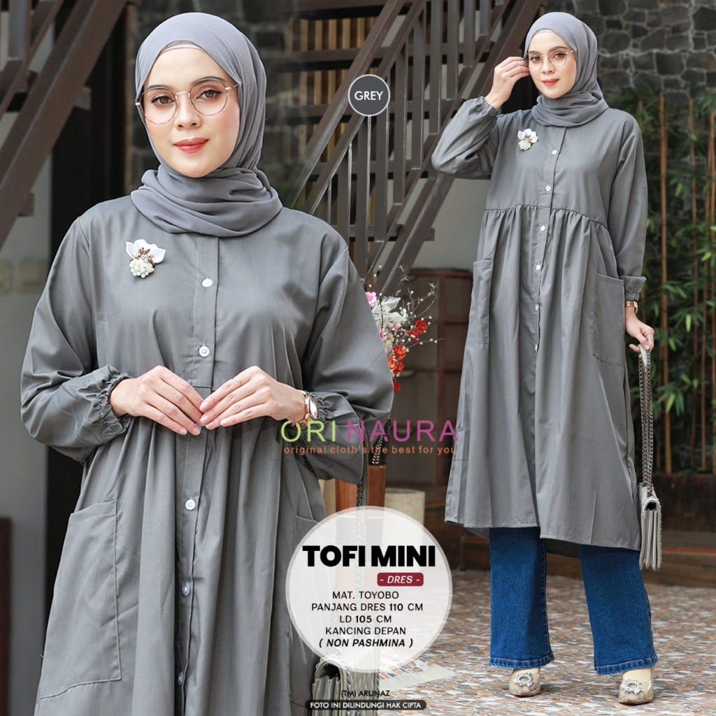 Tofi Tunik Blouse Atasan Wanita Kancing Depan Original Produk By Orinaura