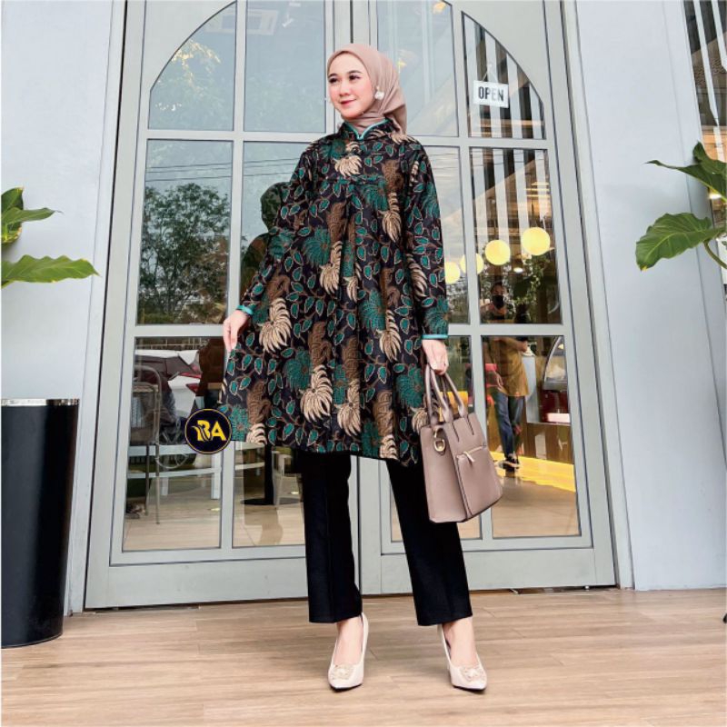 Tunik Zipper Batik Atasan Wanita Terbaru Batik Modern Tunik Batik