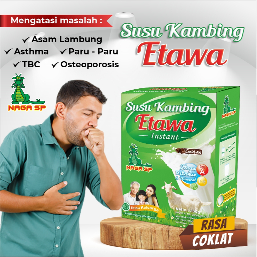 

Susu Kambing Etawa Bubuk NAGA SP 250g Rasa COKLAT Untuk Mengatasi Masalah Asam Lambung Maag Sesak Nafas TBC Kanker Jantung