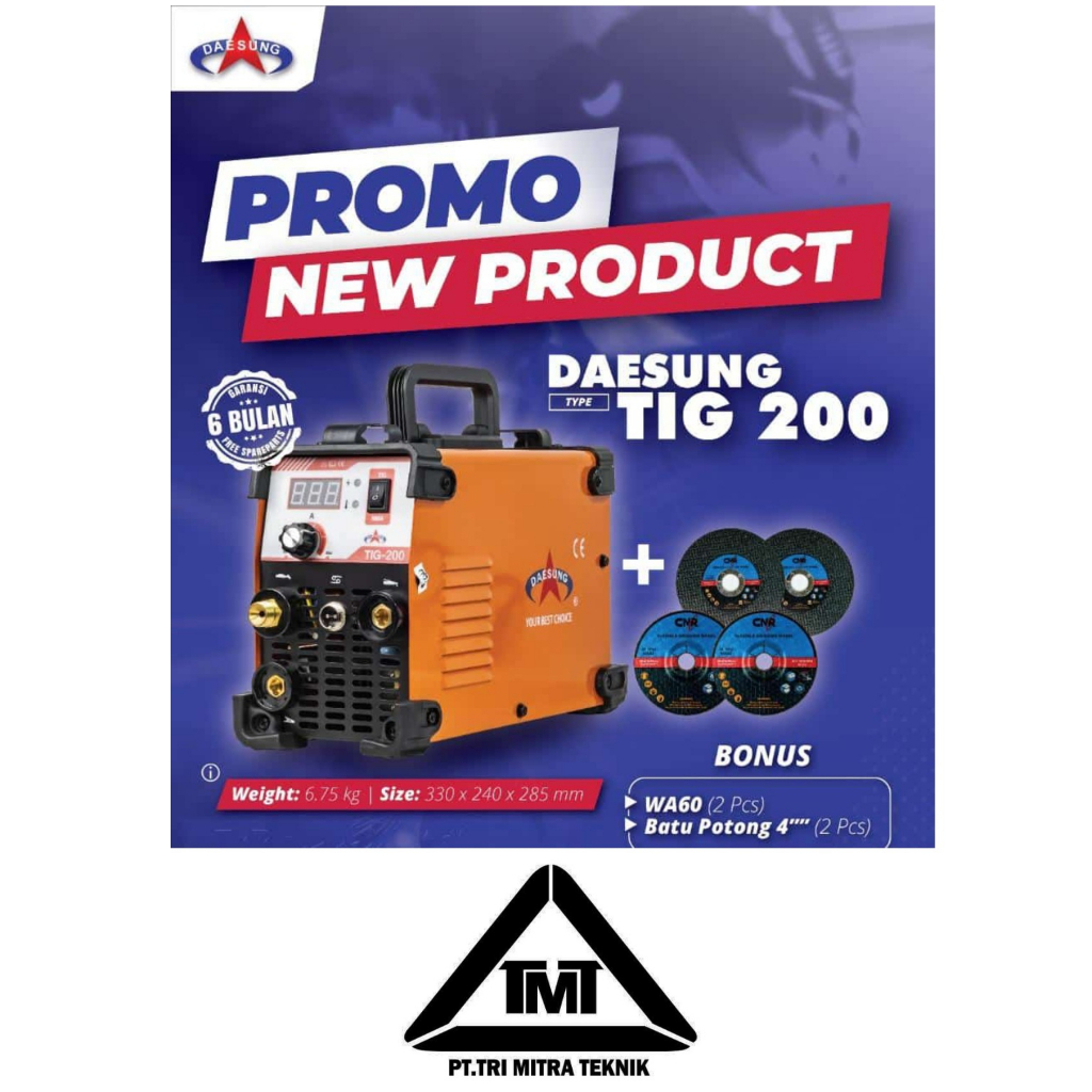 Mesin Las Argon DAESUNG TIG 200A Travo Las TIG 200 DAESUNG TIG 200 KOMPLIT TINGGAL PAKAI