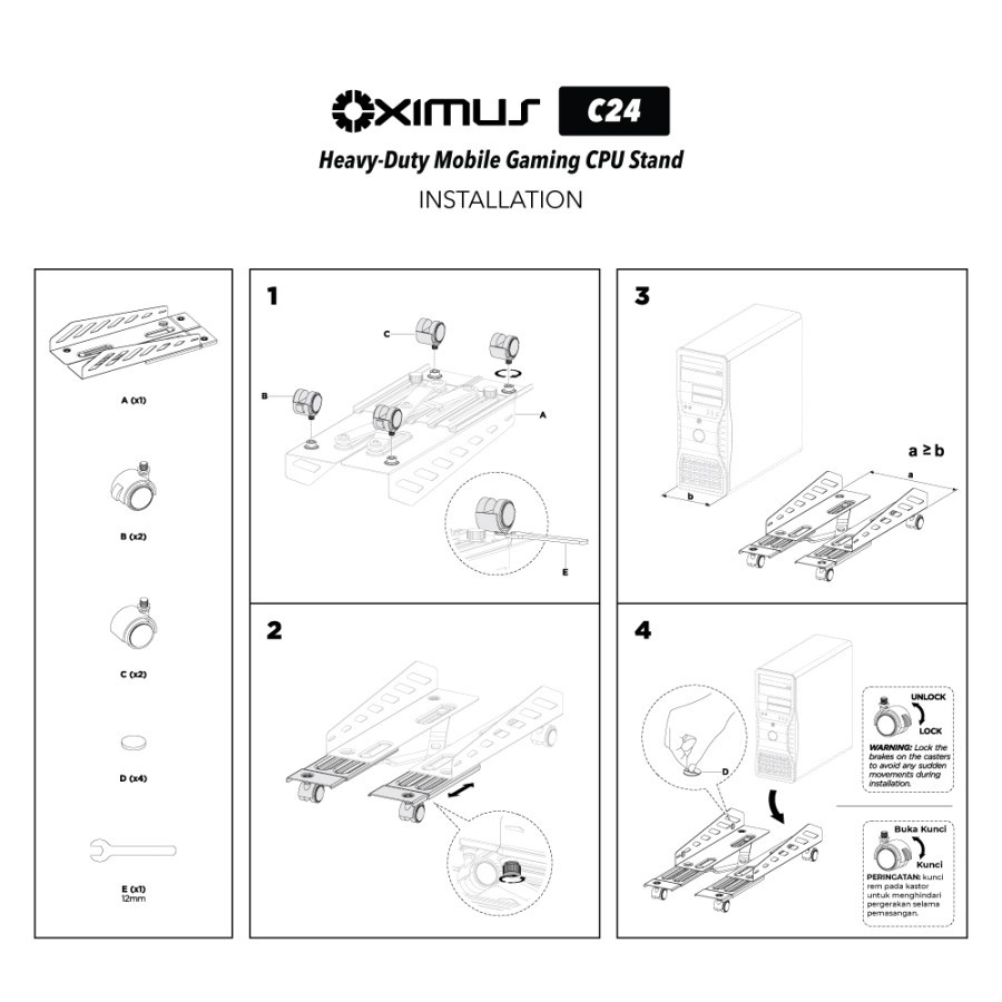 OXIMUS C24 Rak CPU Tray CPU Tempat CPU tatakan Adjustable Width CPU