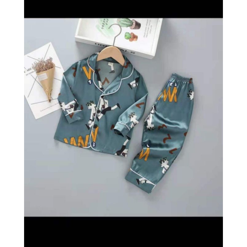 piyama satin anak import | baju tidur satin anak import