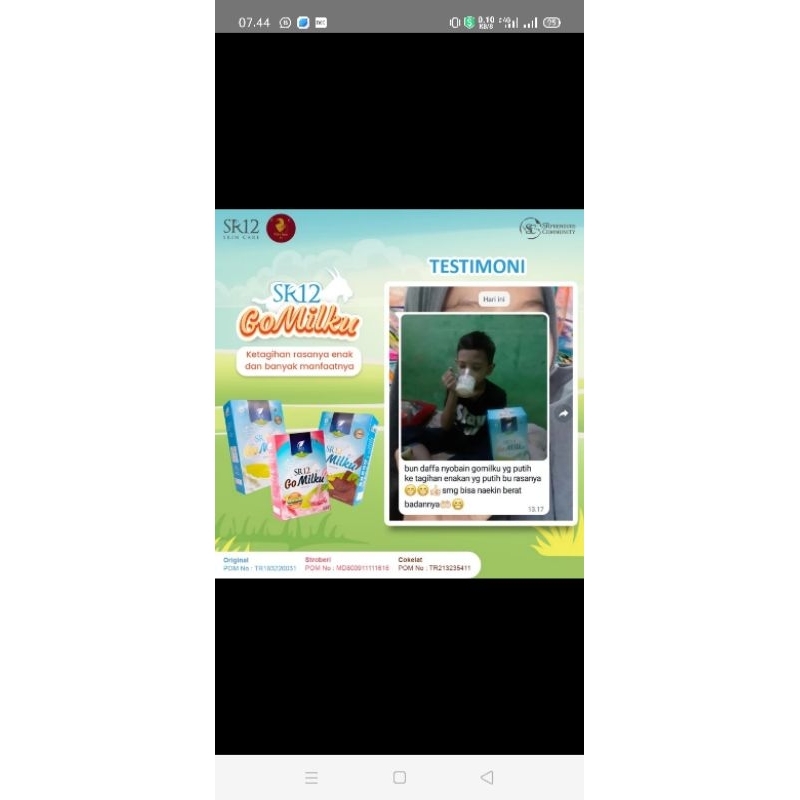 

susu kambing etawa gomilku sr12