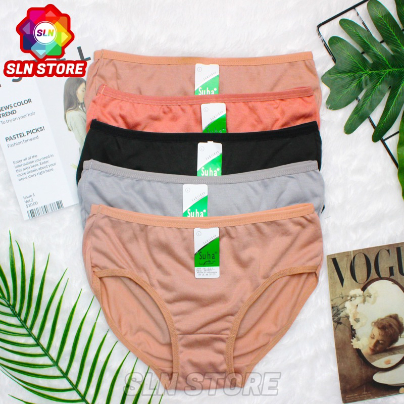 ( 12 Pcs ) CELANA DALAM WANITA SUHA CD POLOS PEREMPUAN BAHAN ADEM WARNA SOLID LUSINAN