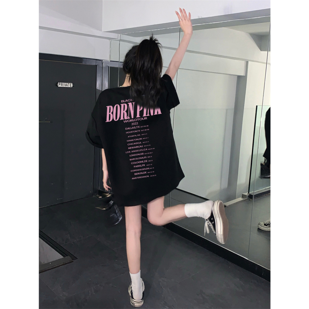 Letter Kaos Cream Lengan Pendek Atasan Wanita Oversize Printed T-shirt Kekinian Korean Style