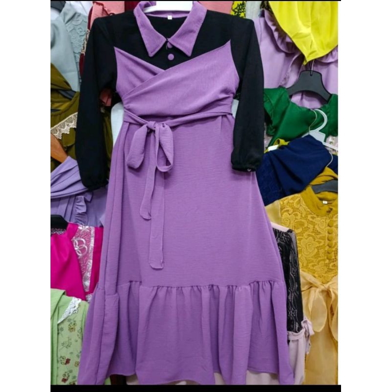 Gamis anak perempuan lesti warna LILAC 3-14 tahun / bajumuslim anak