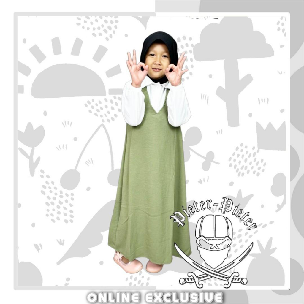 Gamis Cringkel model Flora Satu set Inner dan Outer usia 4-12th