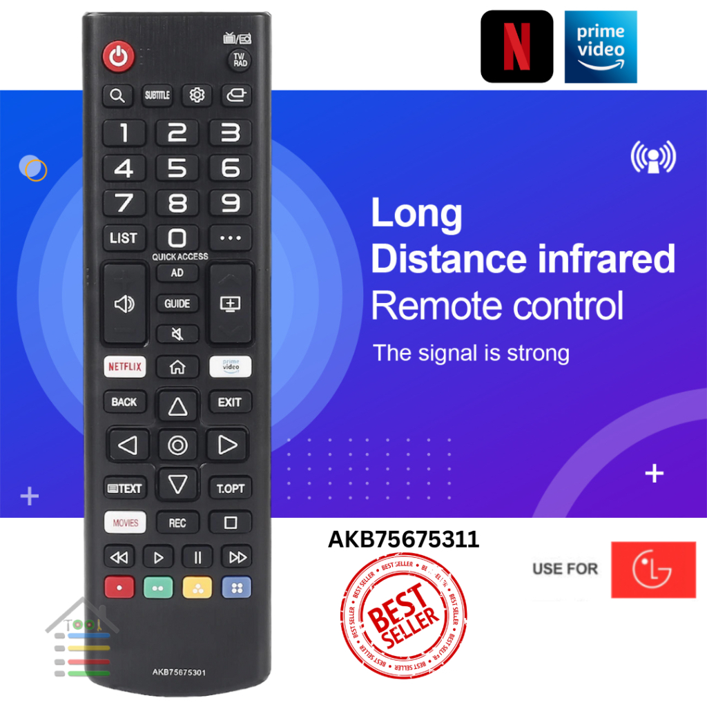 REMOTE TV LG LCD LED HITAM TIPE AKB5733 5472 5608 5311 NETFLIX