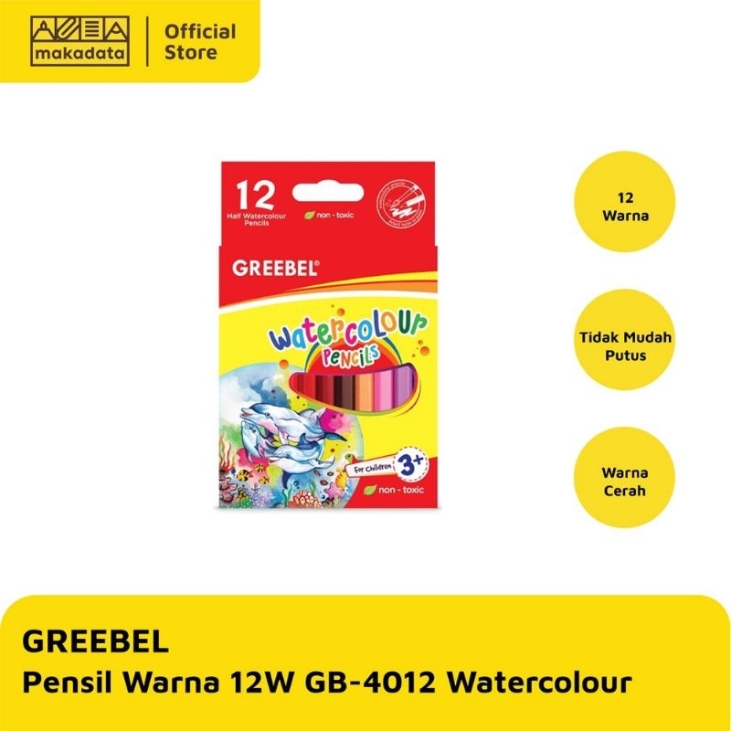 

COLOUR PENCIL / PENSIL WARNA GREEBEL 12 WARNA WATERCOLOUR PENDEK MURAH