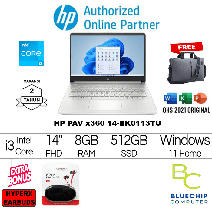 Laptop HP PAV x360 14-EK0113TU - i3-1215U 8GB 512GB 14" FHD TOUCH WIN