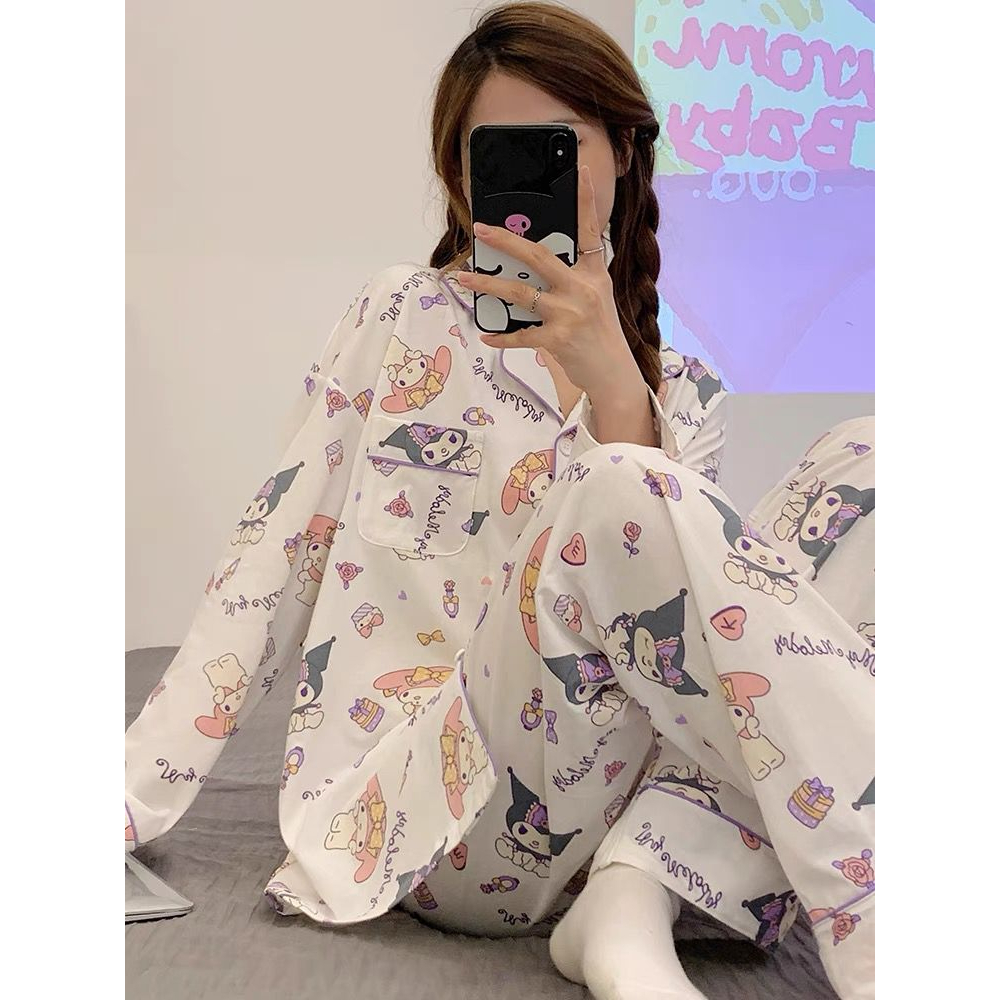 BAJU TIDUR PIYAMA CINNAMOROLL KUROMI MELODY STITCH HELLO KITTY LOTSO ALIEN TOY STORY BAJU LENGAN PANJANG CELANA PANJANG