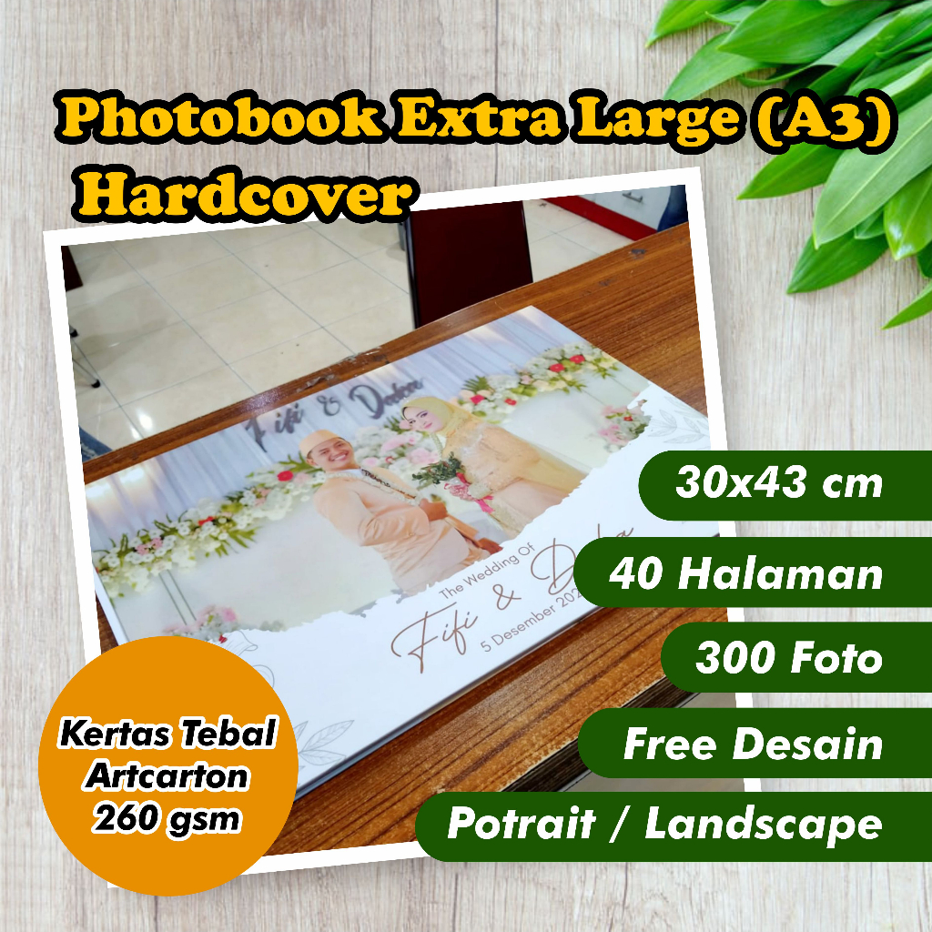 Photobook XL / A3 (40 hal) - 300 FOTO - 30 x 43 cm - Hardcover - Cetak Album Magazine Foto Book Kola