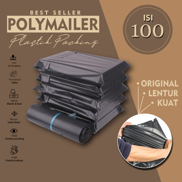 

PLASTIK POLYMAILER 25X35 KANTONG LEM UKURAN 25 CM X 35 CM ISI 100 PCS AMPLOP HITAM PACKING ONLINE
