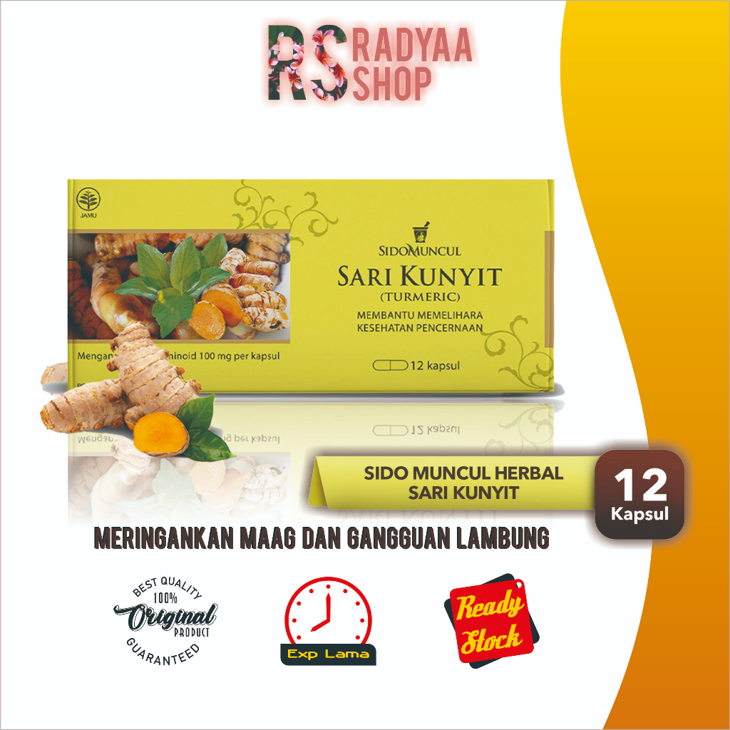 Sido Muncul Herbal Sari Kunyit Strip 12'k - Sakit Maag Perut Lambung