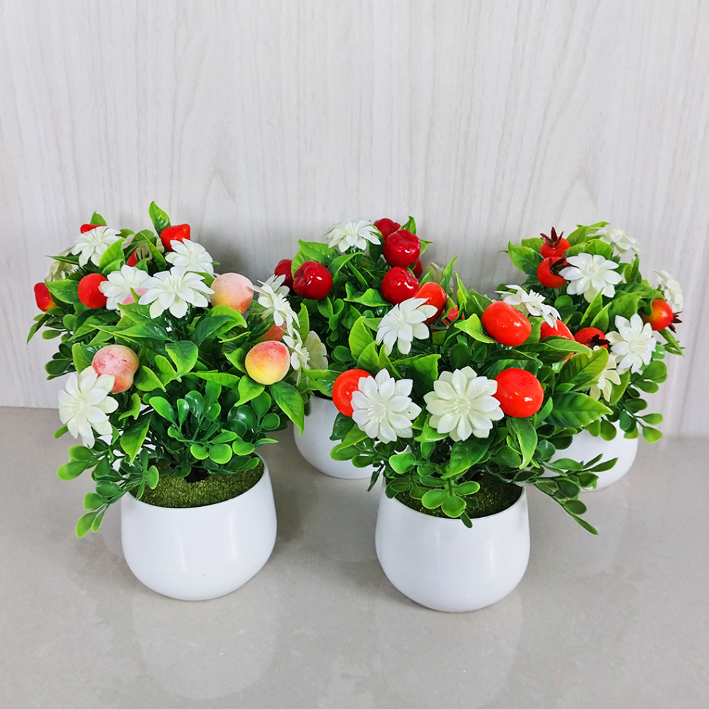 Tanaman Buah Hias Plastik Dekorasi Rumah Terkini Artificial Flowers Ornamen Bunga Hiasan Meja PBP114