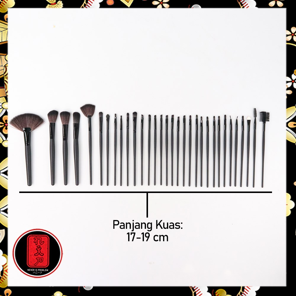 Biutte.co Brush Make Up 32 Set dengan Pouch - MAG5168 - Black