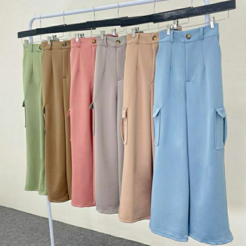 Kulot Cargo Wanita Scuba HighWaist | Kulot Scuba Import Premium