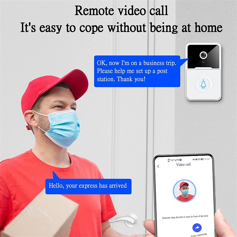 Video Doorbell Bel Rumah - Wireless Waterproof Bel Lonceng Pintu.