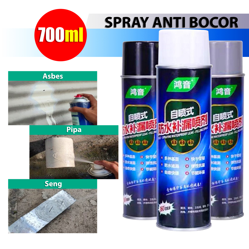 Cat Anti Bocor Spray Ajaib Anti Bocor Waterproof - Self - Spraying Waterproof Leak - Filling Spray Semprotan Pelapis Anti Bocor Tambal Atap Dak Rumah Tahan Air Cat Anti Bocor Tambal Bocor Atap