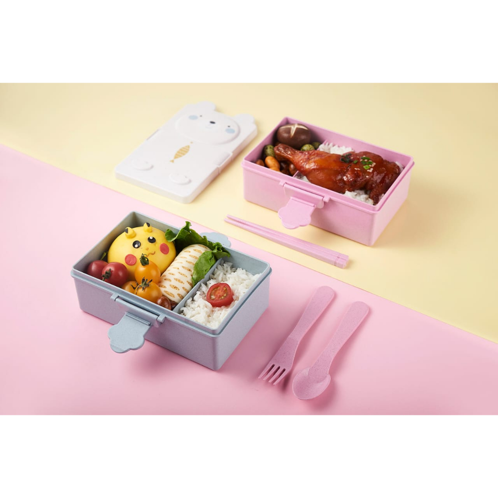 LUNCHBOX/KOTAK BEKAL ANAK MOTIF KELINCI &amp; BERUANG 2 SEKAT