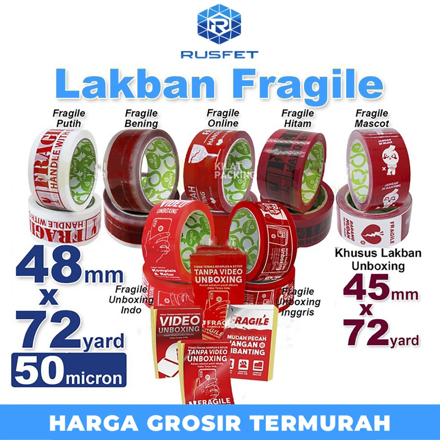 

Plakban Handle With Care Stiker Isolasi Lakban Fragile Solatip Satuan