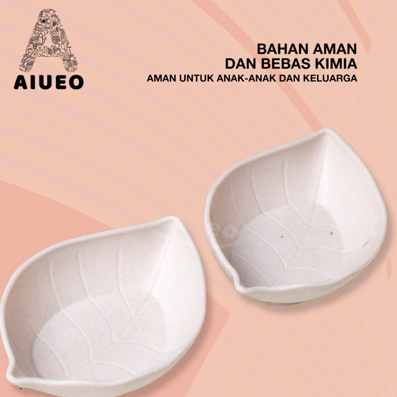 AIUEO |Tempat Saus Saos Sambel Kecap Wadah Sambal Kecap Kecil (Motif Daun) | Properti Foto | Wadah sambel | mangkok kecil | tempat saos