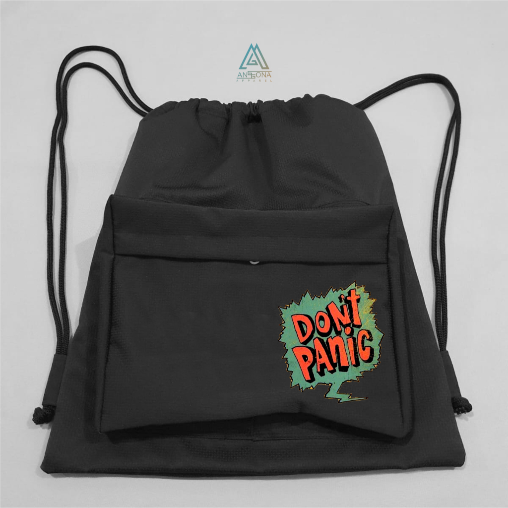 Anggona Apparel Tas Serut String Bag - Hitam - Design Aesthtetic