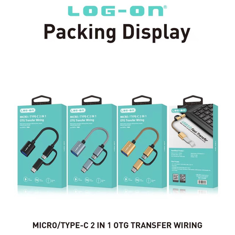 OTG KABEL LOG ON 2 IN 1 LO-OT11 / TWOIN MICRO &amp; TYPE-C - OTG TRANSFER WIRING