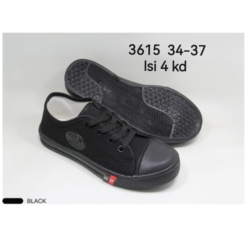 Sepatu Sneakers Tali Hitam Putih N&amp;B Unisex Ukuran 30-43  / 4603 / 3607 / 1522 // 4611 / 3615 / 1523