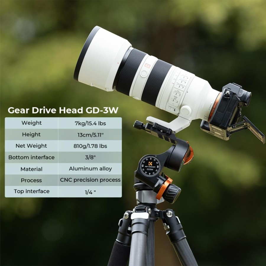 KNF Concept 3-Way Geared Tripod Head with High-Precision Fluid Head