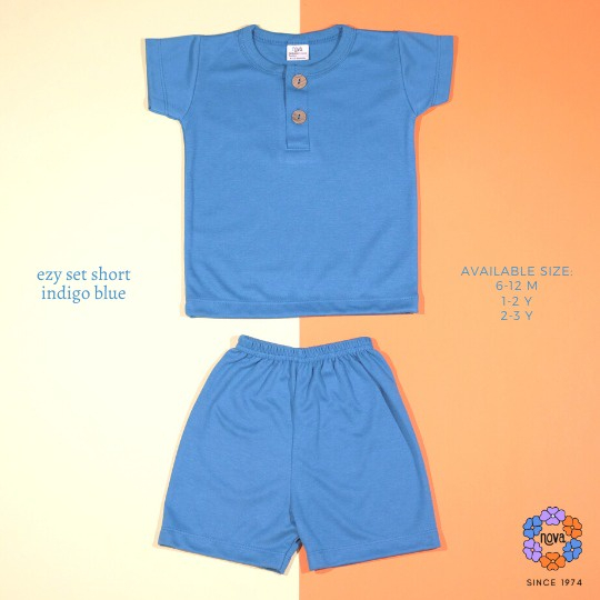 Nova Baby Ezy Shirt Set Setelan Oblong Pendek Polos Bayi 0 - 2 Tahun