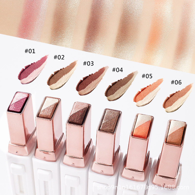 Yzs Eye Shadow Double Colors Eyeshadow Palette Korea Shiny Eye Glitter Eyeshadow Stick Waterproof Beautiful Original Import Lasting