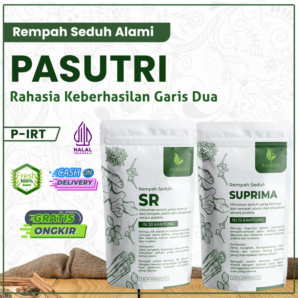 Obat Herbal Program Hamil Suami Istri Alami Ramuju SR & Suprima Paket 15 Hari