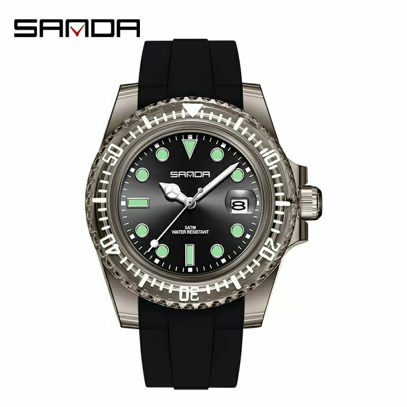 New Sale! Jam Tangan Rubber Analog Kulit Pria Sanda Lentur