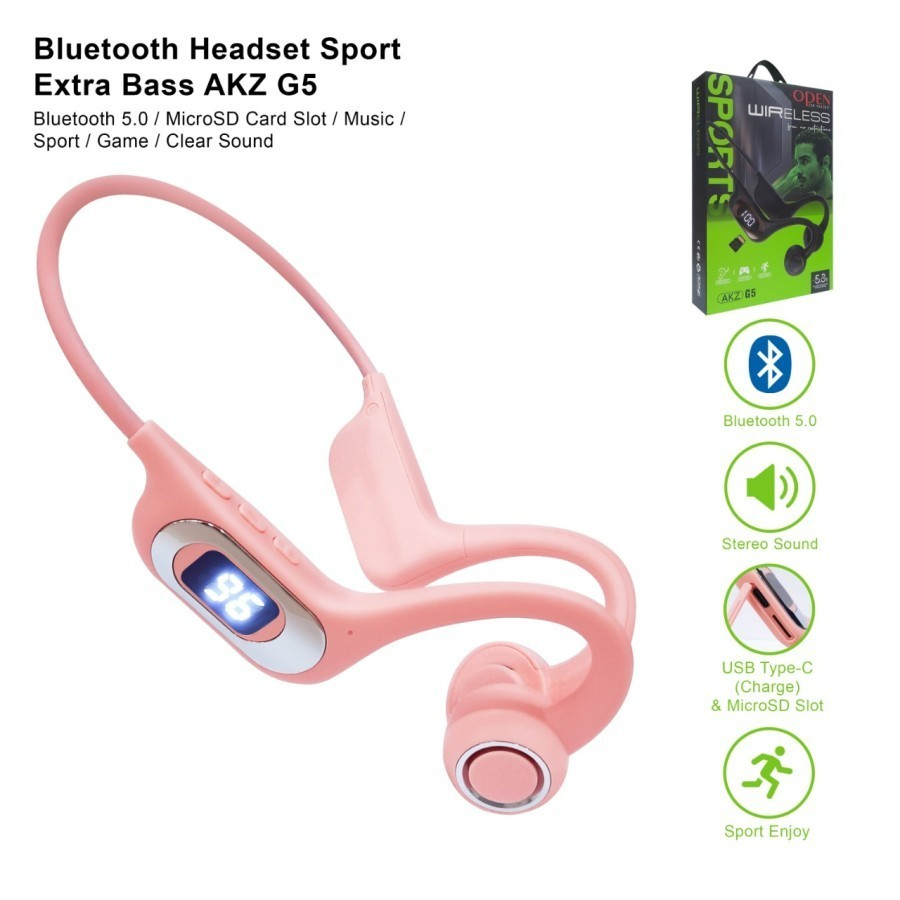 HEADSET BLUETOOTH SPORT AKZ G2 G5 SLOT MMC HANDSFREE EXTRA BASS TWINS Grosir