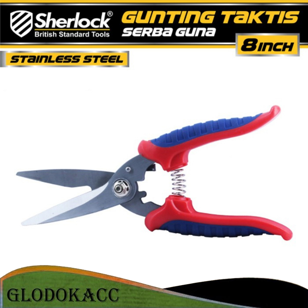 Gunting Taktis 8 inch / Sherlock Gunting Serba Guna / Gunting Dahan Ranting