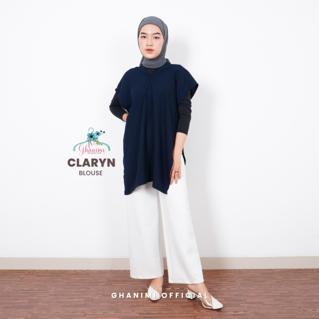 Ghanimi - Claryn Blouse / Blus Lengan Pendek / blus tanpa lengan / outer polos / outer kondangan / outer casual fomal / outer tanpa lengan / atasan kondangan / atasan kerja / blus simple