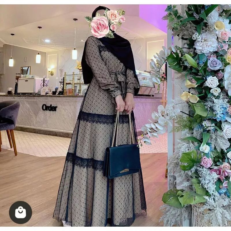 gamis arabian tile polka renda susun // arabian maxy // Tiara dress