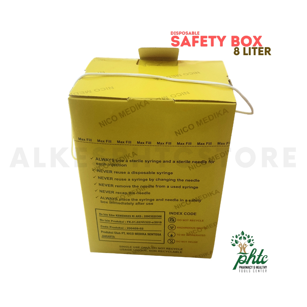 SAFETY BOX (BIOHAZARD) KAPASITAS 8 LITER l WADAH UNTUK LIMBAH MEDIS