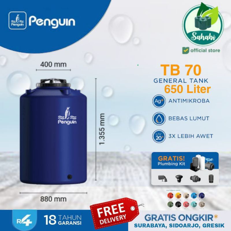 Tandon Air / Tangki Air / Toren Air PENGUIN/PINGUIN Rotamould 4 Ukuran 650 Liter